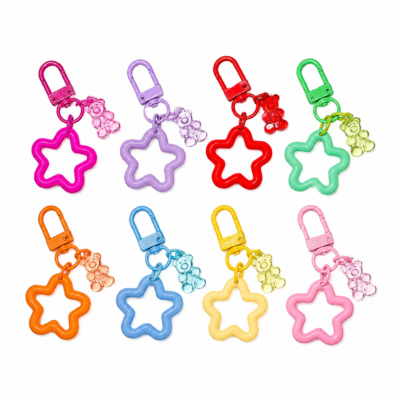 Cute Star Keyring with Teddy Bear Charm