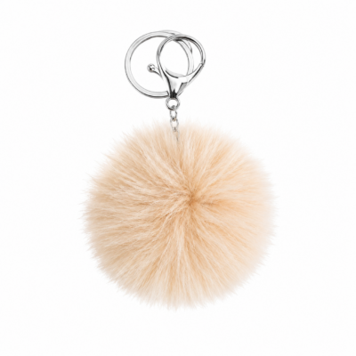 Fluffy Pom Pom Keychain - Cream