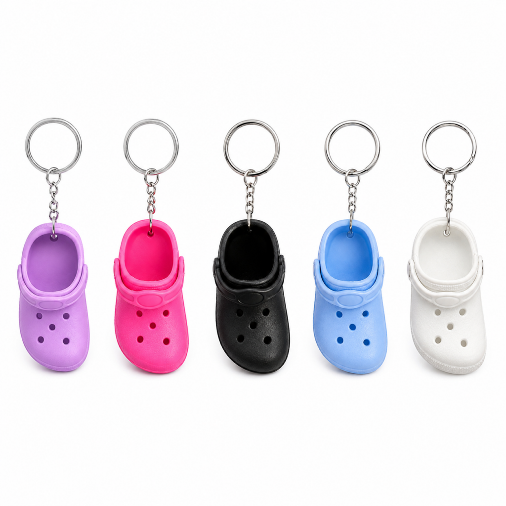 Mini croc clog shoe keyring charms in assorted colours