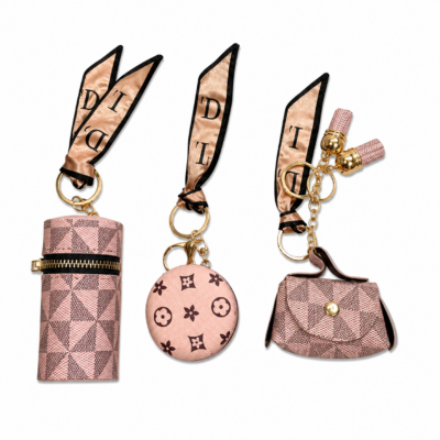 Luxury Inspired Pink Mini Keychain Accessory Set – 3 Piece Collection