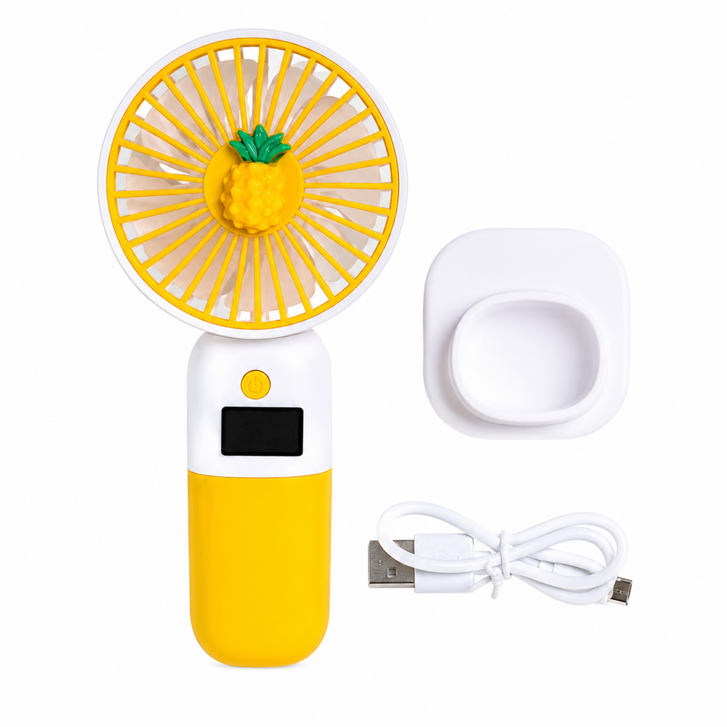 Wholesale Pineapple Handheld USB Rechargeable Fan – Portable Mini Desk Fan – Pack of 6 - Electronics & Gadgets | The Box Shop UK