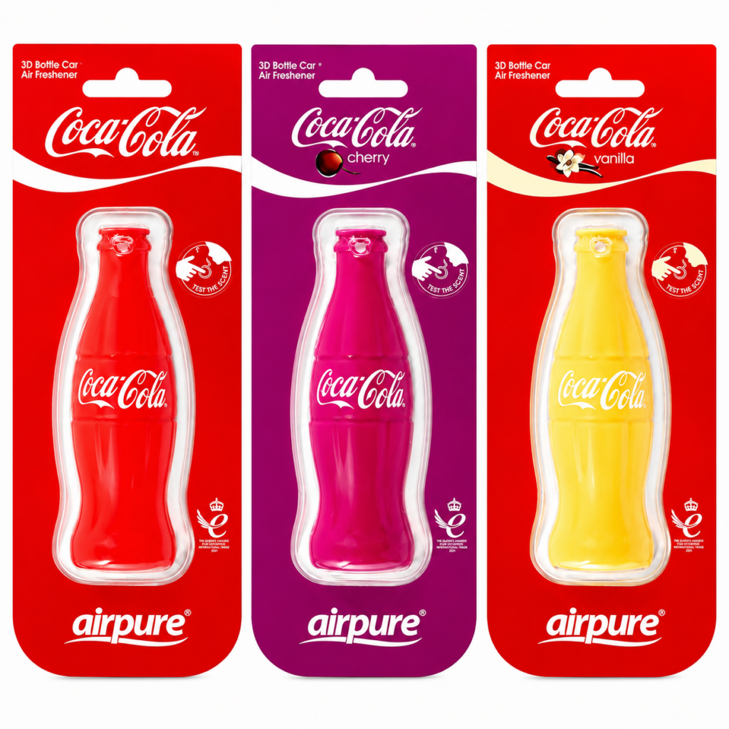Wholesale 12 Pack Coca-Cola Bottle Car Air Fresheners – Original, Cherry & Vanilla - Home & Living | The Box Shop UK