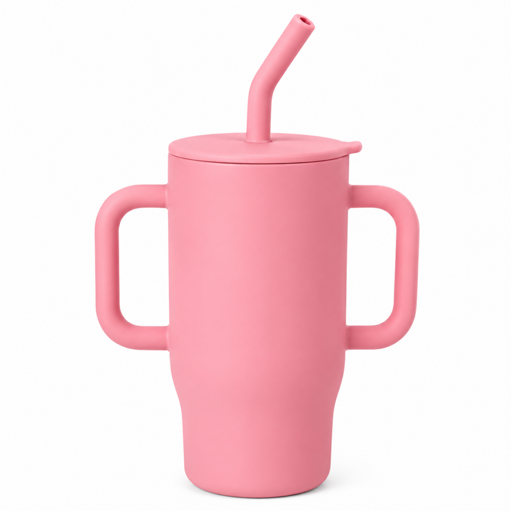 Wholesale Pink Kids Straw Tumbler Cups x8| Reusable Handle Cup - Home & Living | The Box Shop UK