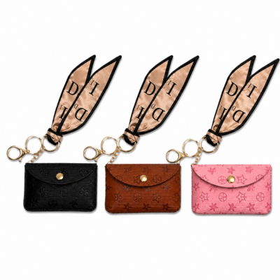 Luxury Inspired Mini Keychain Card Holder – Available in Black, Brown & Pink
