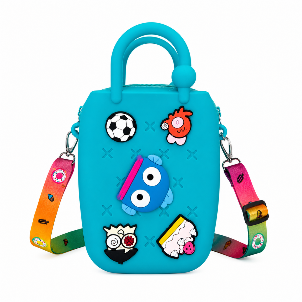Blue croc strap crossbody bag viral clog design