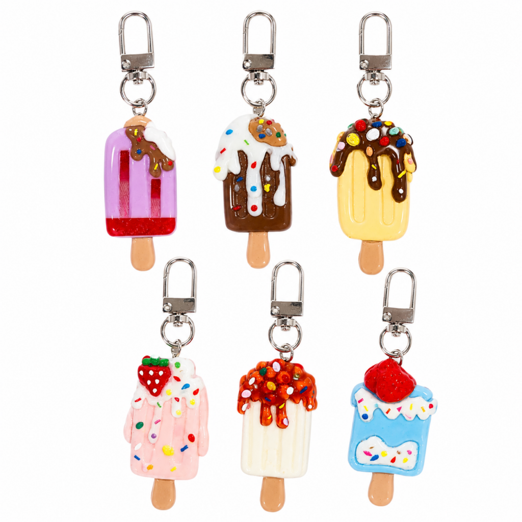 Wholesale Ice Cream Popsicle Keyrings – 6 Pack – Assorted Colours - Keyrings & Charms | The Box Shop UK