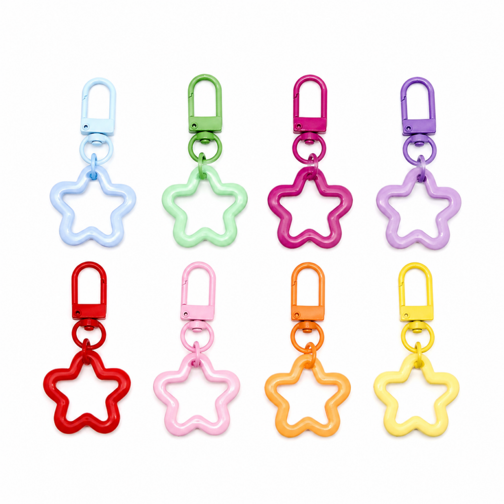 Wholesale 48 Piece Mixed Colour Star Keyring Clips – Assorted Colours Plastic Keychains - Keyrings & Charms | The Box Shop UK