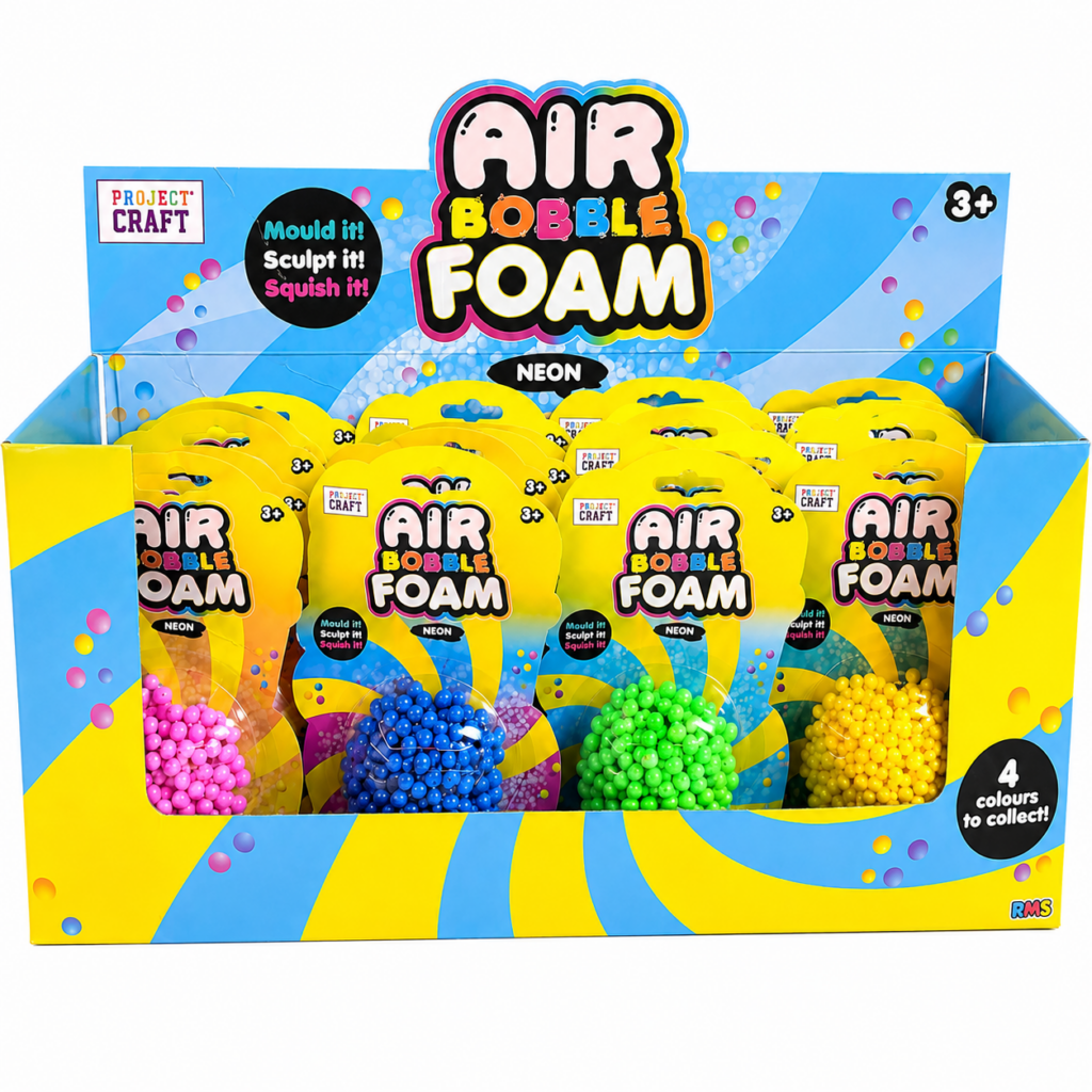 Wholesale Air Bobble Foam Neon Display Box – 24 Pack, 4 Assorted Colours - Fidget Toys & Squishies | The Box Shop UK