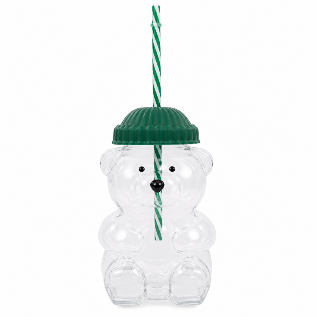 Wholesale Teddy Bear Glass Drinking Cups with straw – 6 Pack - Home & Living | The Box Shop UK