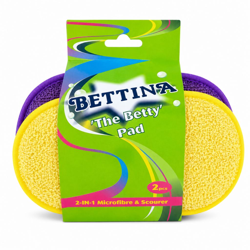 Wholesale Bettina ‘The Betty’ 2-in-1 Microfibre & Scourer Pads – 12 in aPack - Home & Living | The Box Shop UK
