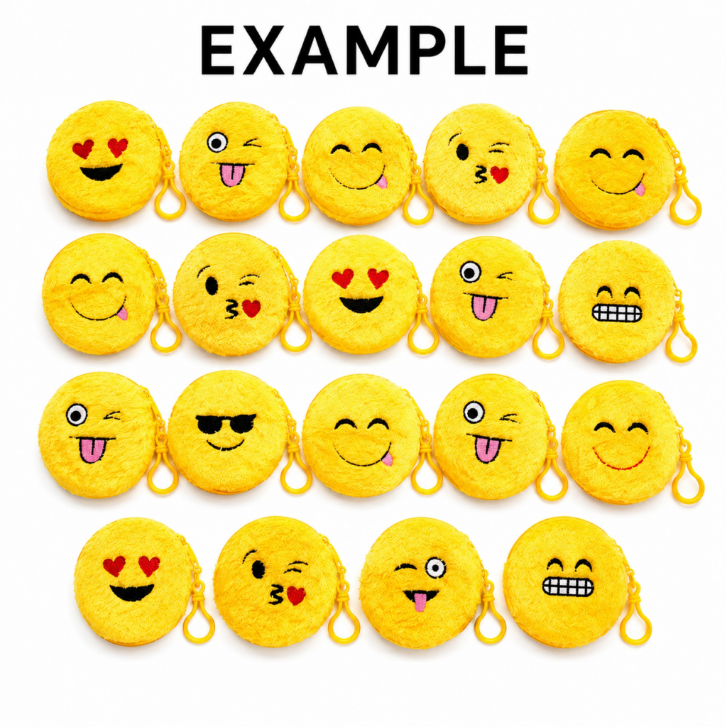 Wholesale wholesale round Emoji Coin Purses – 12 Pack - Keyrings & Charms | The Box Shop UK