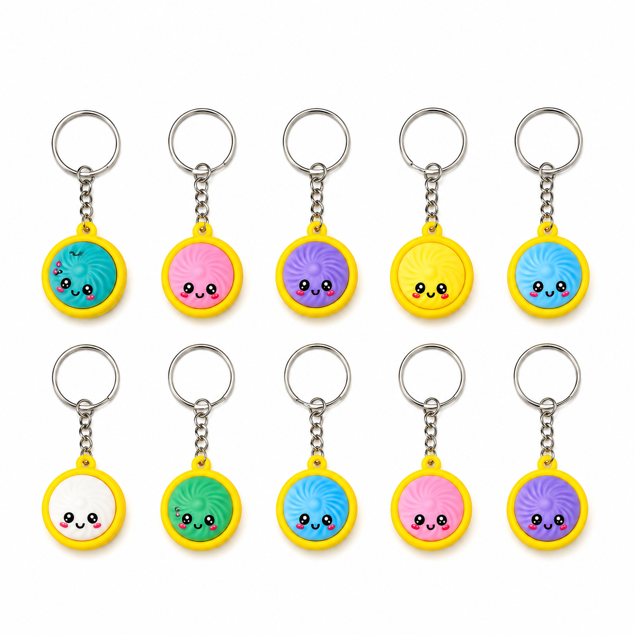 Wholesale Mixed Colour - 20 Piece - Kawaii Bao Bun Dumpling Keyrings – Cute Assorted Keychain Charms - Keyrings & Charms | The Box Shop UK