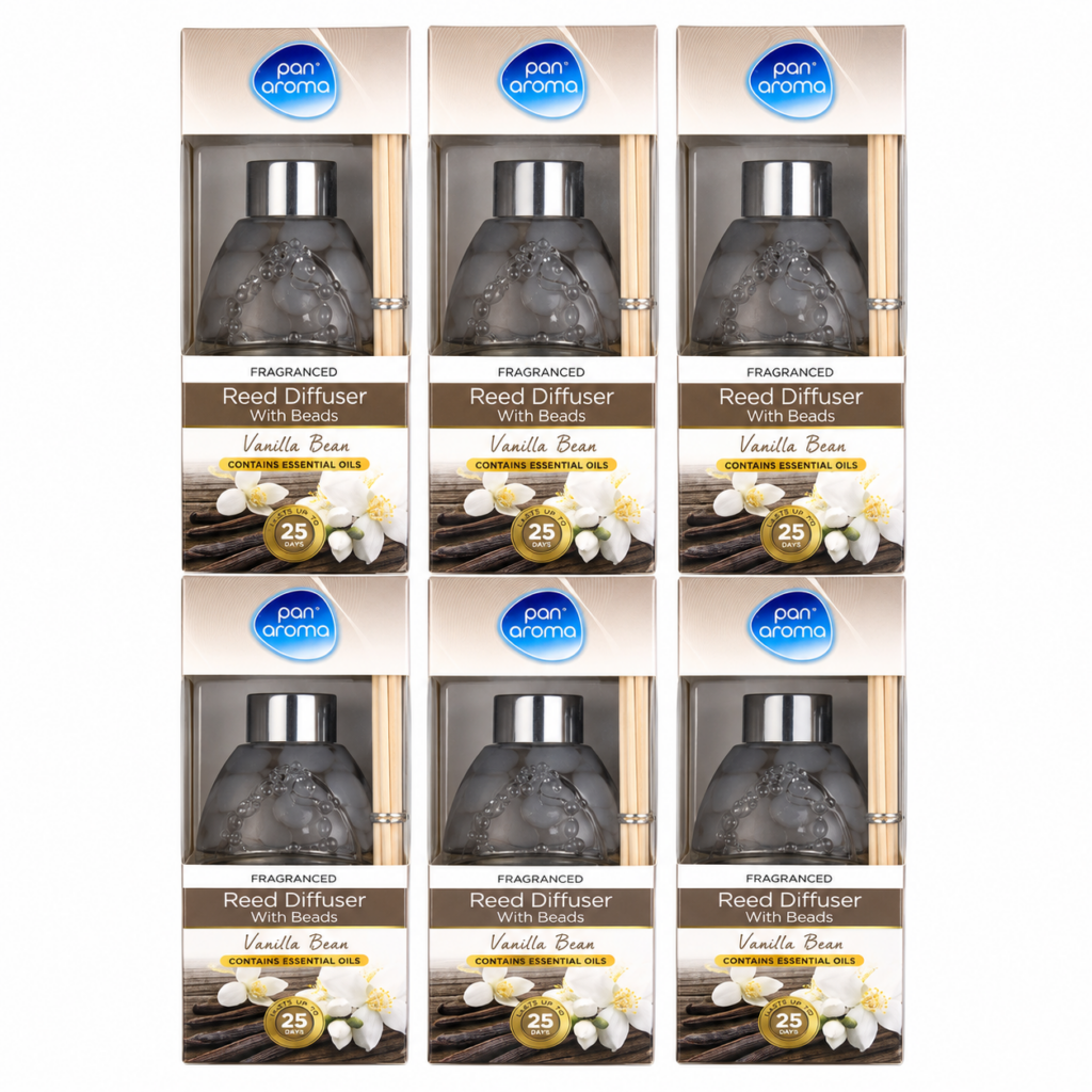 Wholesale Vanilla Bean Reed Diffusers with Beads – 6 in a Box - Home & Living | The Box Shop UK
