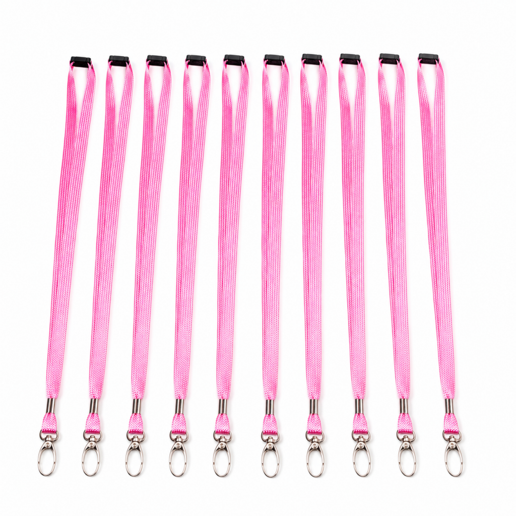 Wholesale 10 Pack Pink Lanyards with Safety Breakaway Clip & Metal Clasp - Stationery & Lanyards | The Box Shop UK