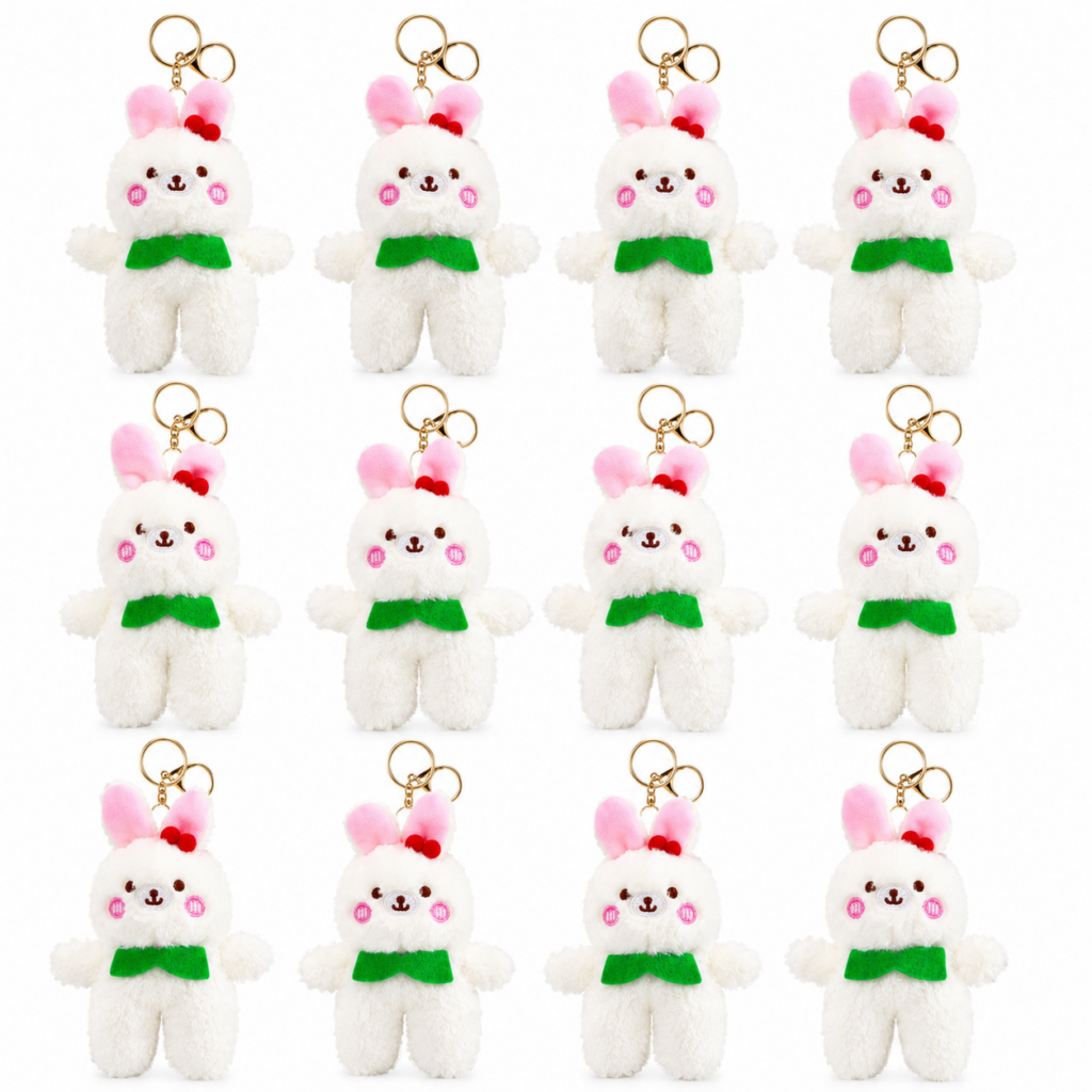 Wholesale Plush Bunny Rabbit Keyrings – Pack of 12 - Keyrings & Charms | The Box Shop UK