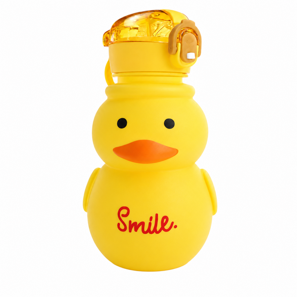 Wholesale pack of 6 Cute Duck Water Bottles with Flip Lid – Yellow Kids Drinks Bottles - Home & Living | The Box Shop UK
