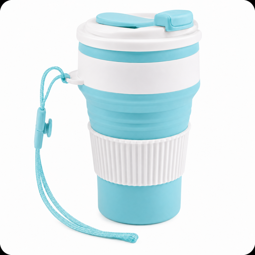 Wholesale Collapsible Travel Cups – 8 Pack – Reusable blue Silicone Folding Coffee Cups - Water Bottles & Drinkware | The Box Shop UK