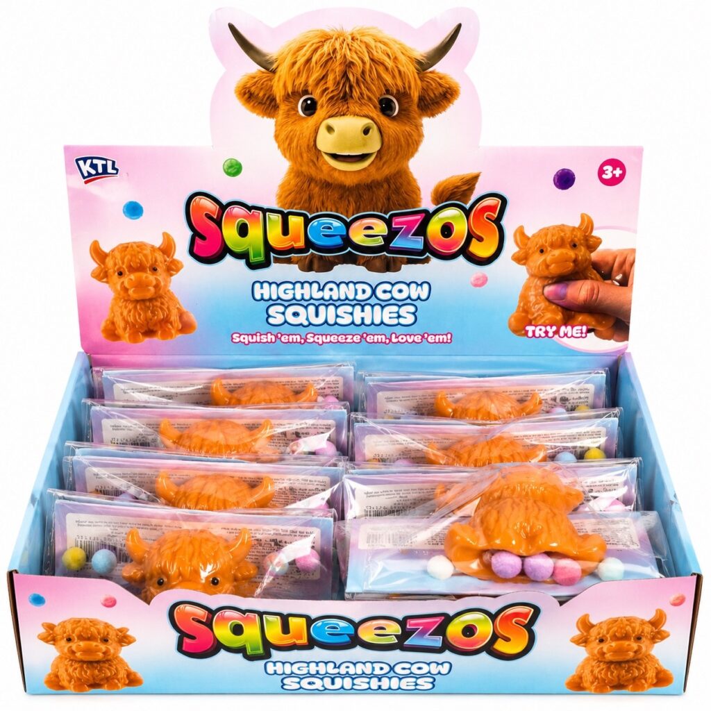 Wholesale 12 in a Box Highland Cow Squishies - Fidget Toys & Squishies | The Box Shop UK