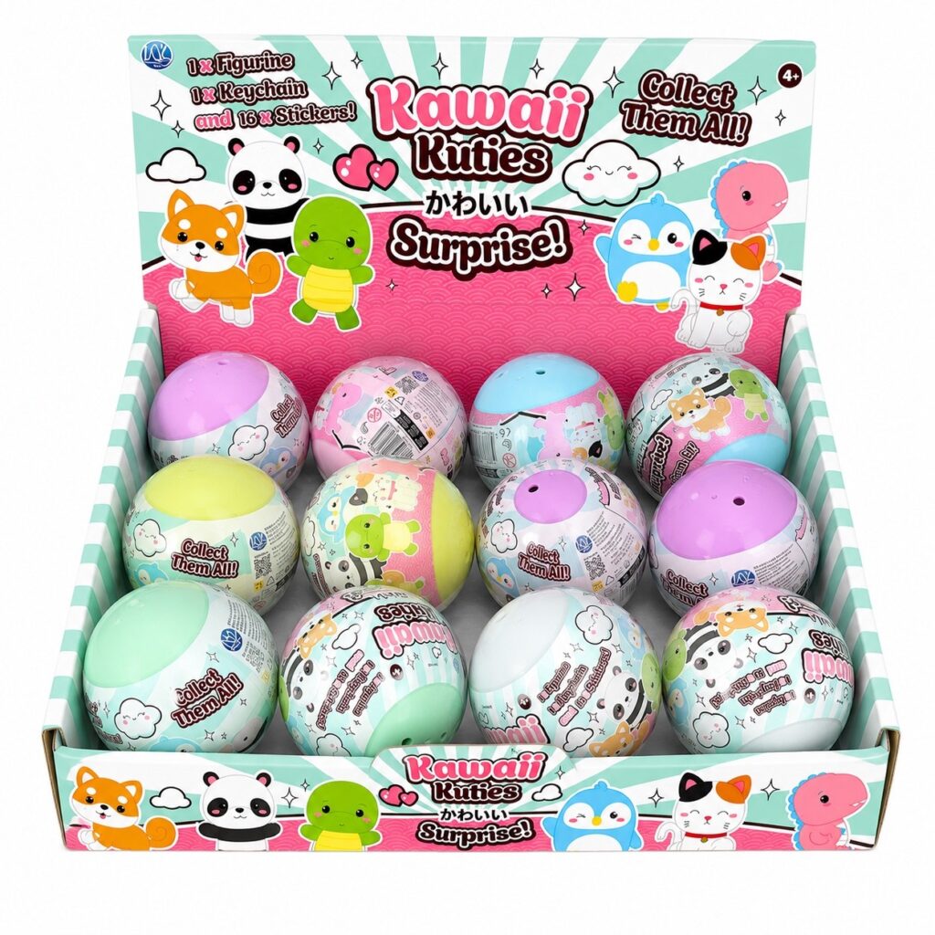 Wholesale 12 in a Box Kawaii Kuties Surprise Balls - Keyrings & Charms | The Box Shop UK