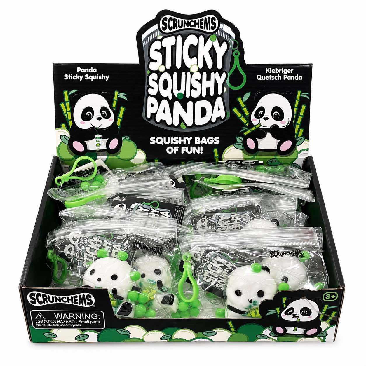 Wholesale Sticky Squishy Panda Keychains – 12 in a box