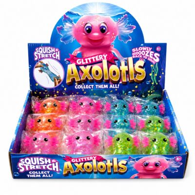 Glittery Axolotls Squish & Stretch – 12PCS Wholesale Pack
