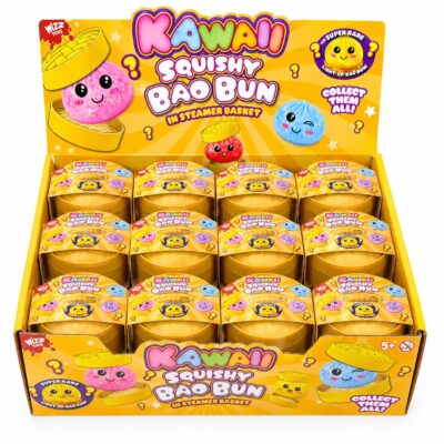 Kawaii Squishy Bao Bun in Steamer Basket – 24PCS Wholesale Pack
