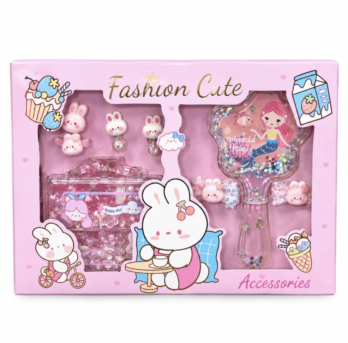 Fashion Cute Bunny Accessories Set – Pink pack of 3